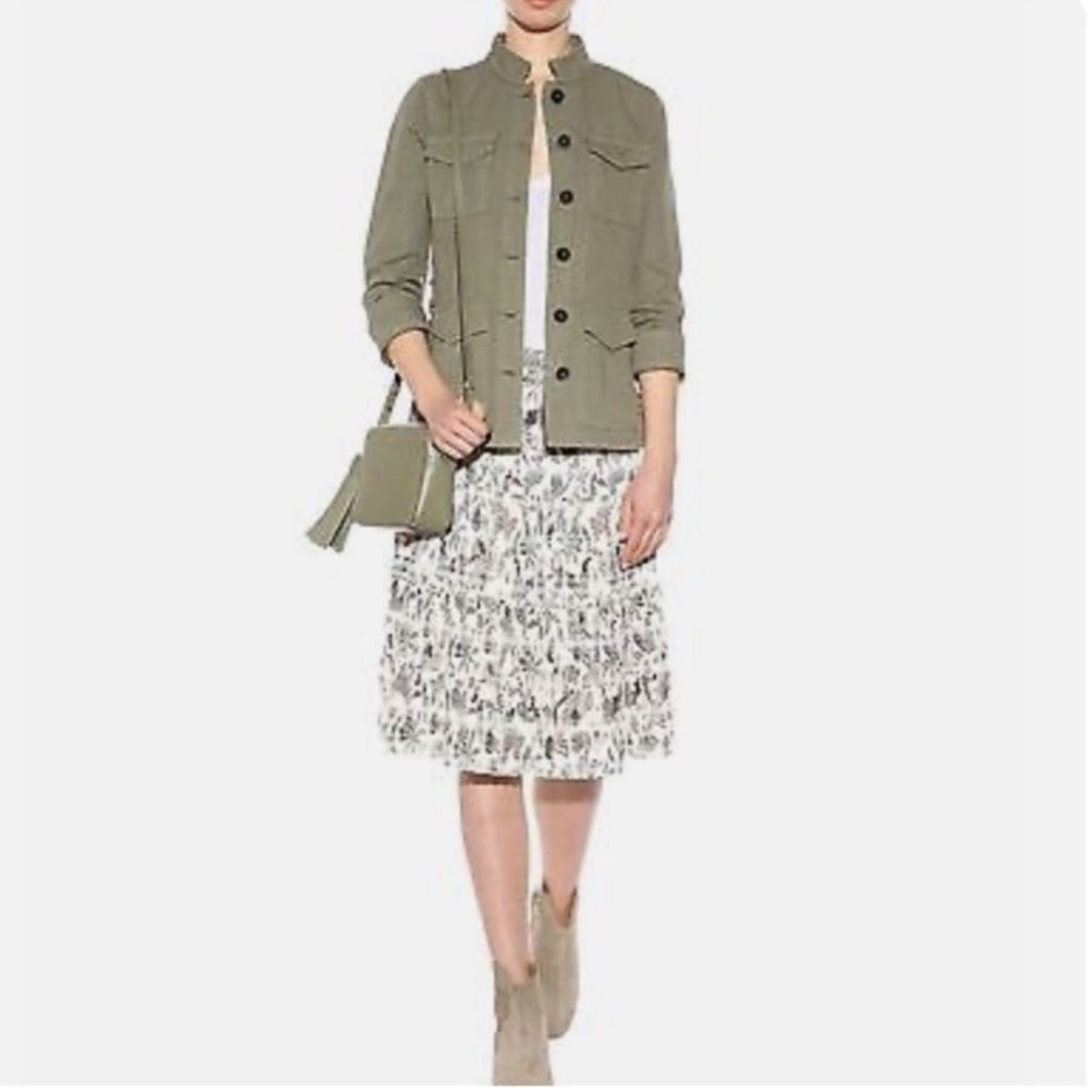 Tory Burch Ivory Wisteria Smocked Cotton Skirt